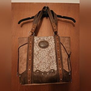 JUSTIN Western Brown Lace Tote Bag
